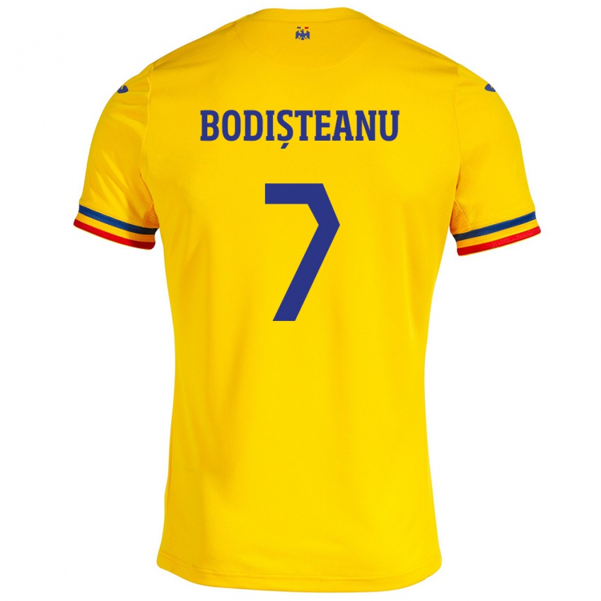 Hombre Camiseta Rumania Ștefan Bodișteanu #7 Amarillo 1ª Equipación 24-26 La Camisa Perú