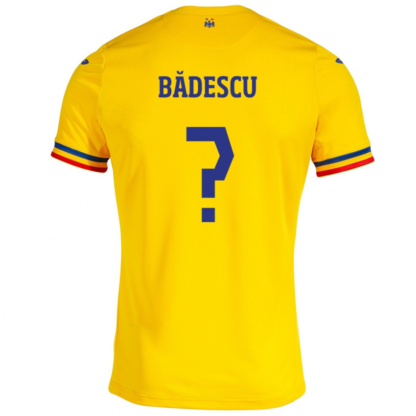 Hombre Camiseta Rumania Robert Bădescu #0 Amarillo 1ª Equipación 24-26 La Camisa Perú