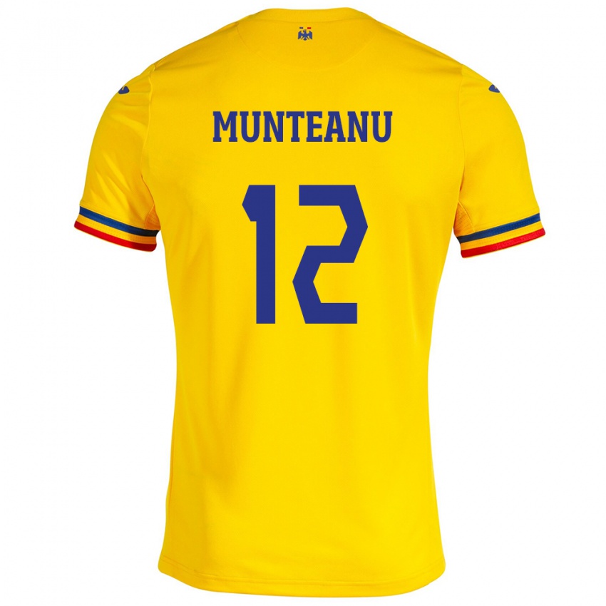 Hombre Camiseta Rumania Rafael Munteanu #12 Amarillo 1ª Equipación 24-26 La Camisa Perú