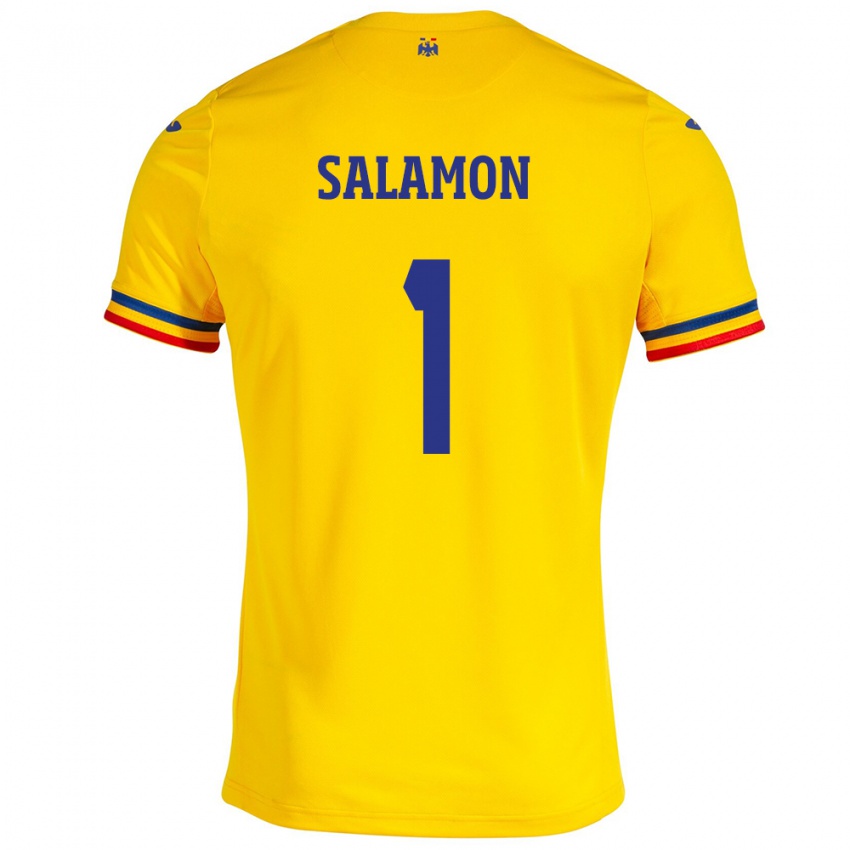 Hombre Camiseta Rumania Szidonia Salamon #1 Amarillo 1ª Equipación 24-26 La Camisa Perú