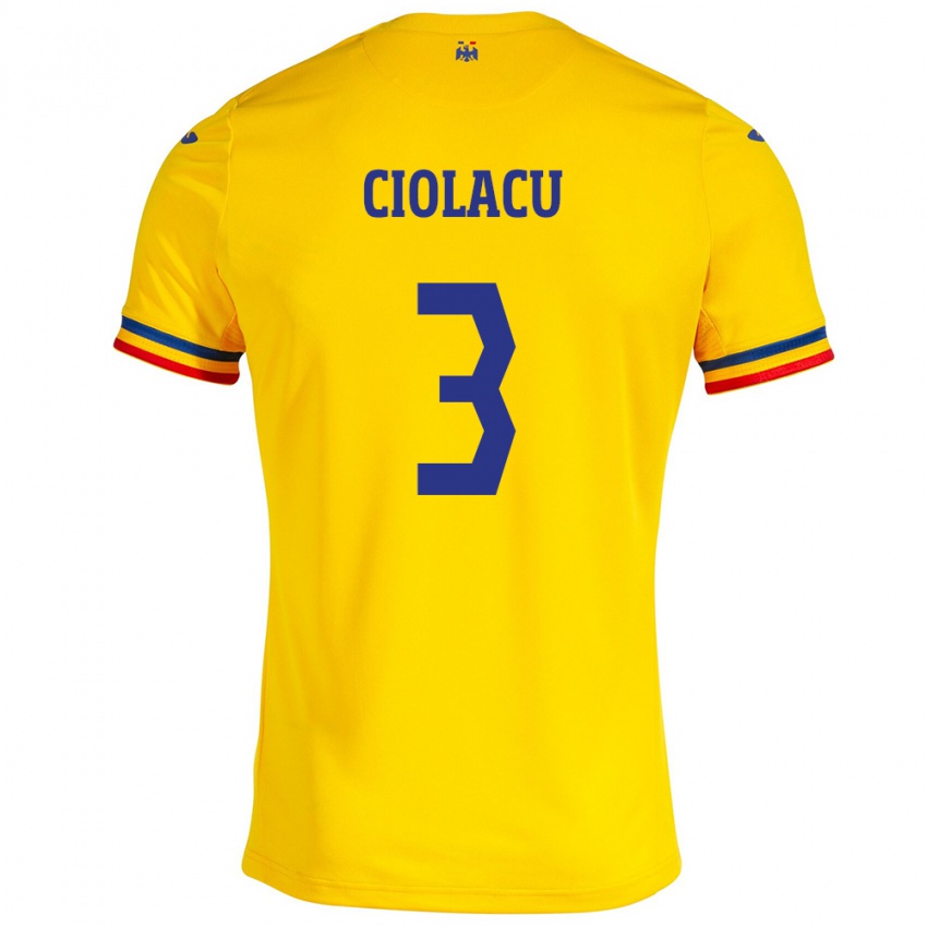 Hombre Camiseta Rumania Mihaela Ciolacu #3 Amarillo 1ª Equipación 24-26 La Camisa Perú