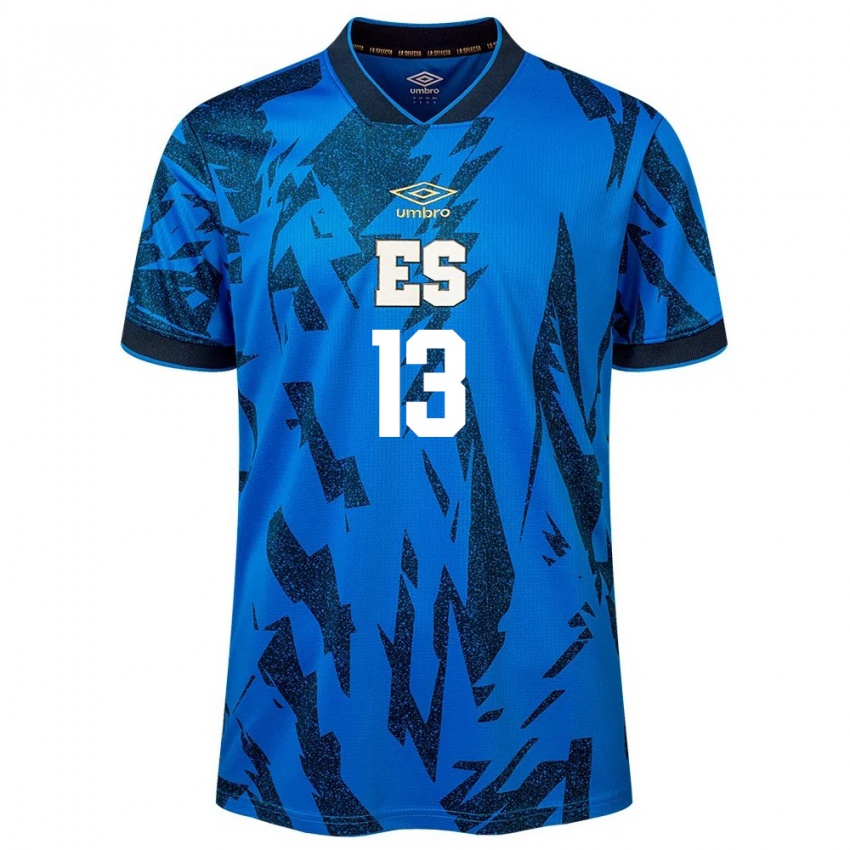 Hombre Camiseta El Salvador Tereso Benítez #13 Azul 1ª Equipación 24-26 La Camisa Perú