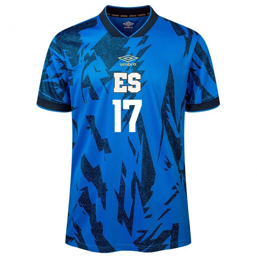 Hombre Camiseta El Salvador Eduardo Rivas #17 Azul 1ª Equipación 24-26 La Camisa Perú