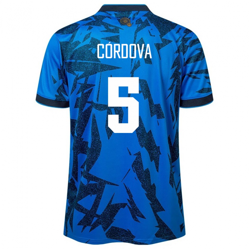 Hombre Camiseta El Salvador Edwin Córdova #5 Azul 1ª Equipación 24-26 La Camisa Perú