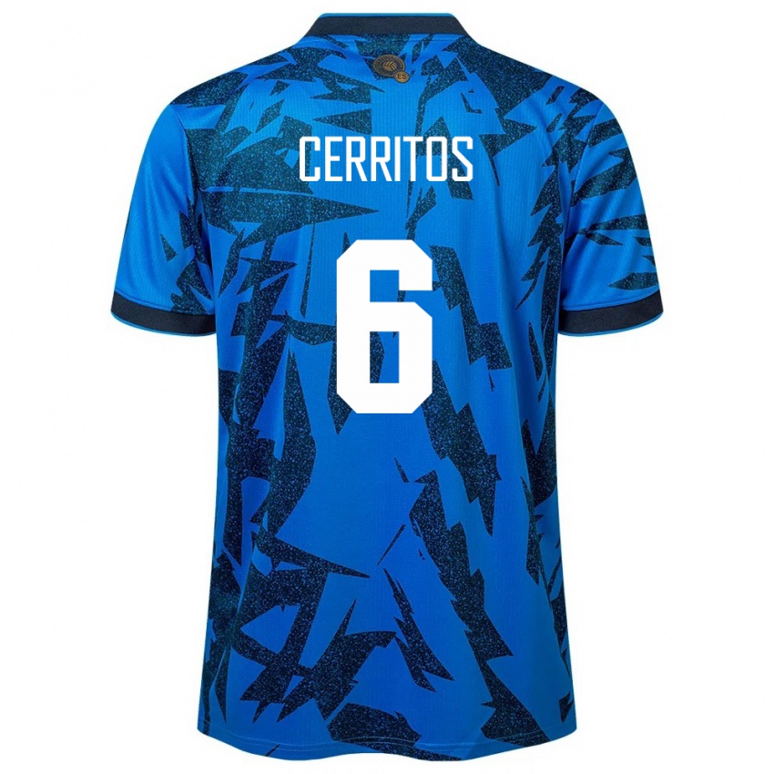 Hombre Camiseta El Salvador Mauricio Cerritos #6 Azul 1ª Equipación 24-26 La Camisa Perú