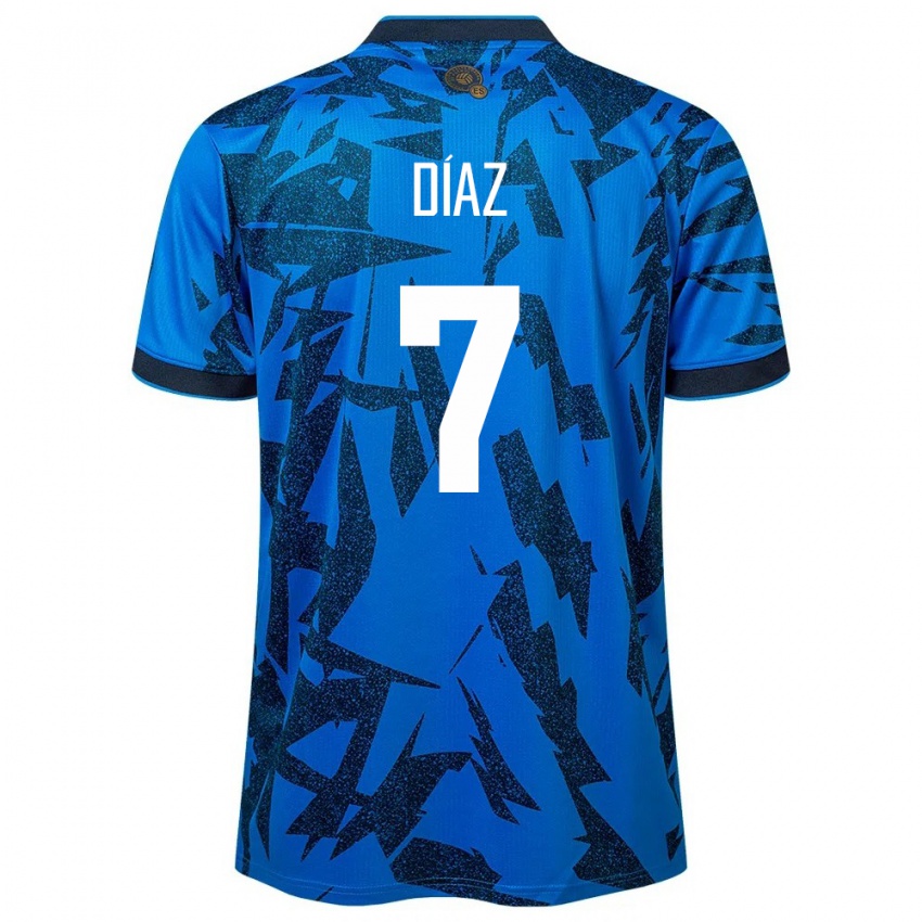 Hombre Camiseta El Salvador Nelson Díaz #7 Azul 1ª Equipación 24-26 La Camisa Perú