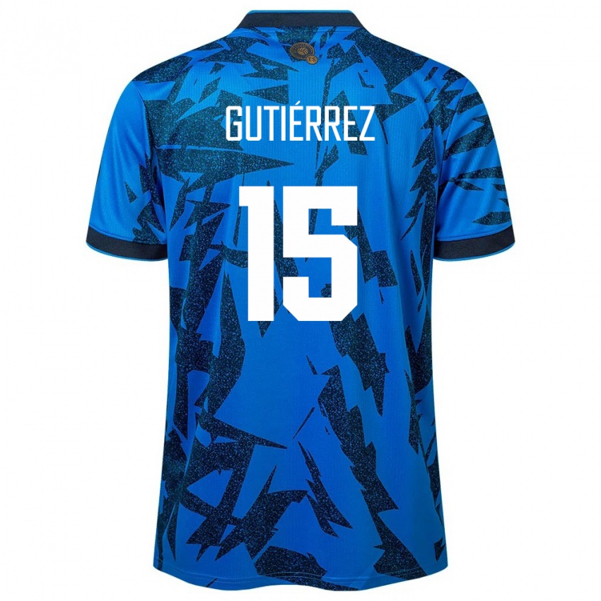 Hombre Camiseta El Salvador Danya Gutiérrez #15 Azul 1ª Equipación 24-26 La Camisa Perú