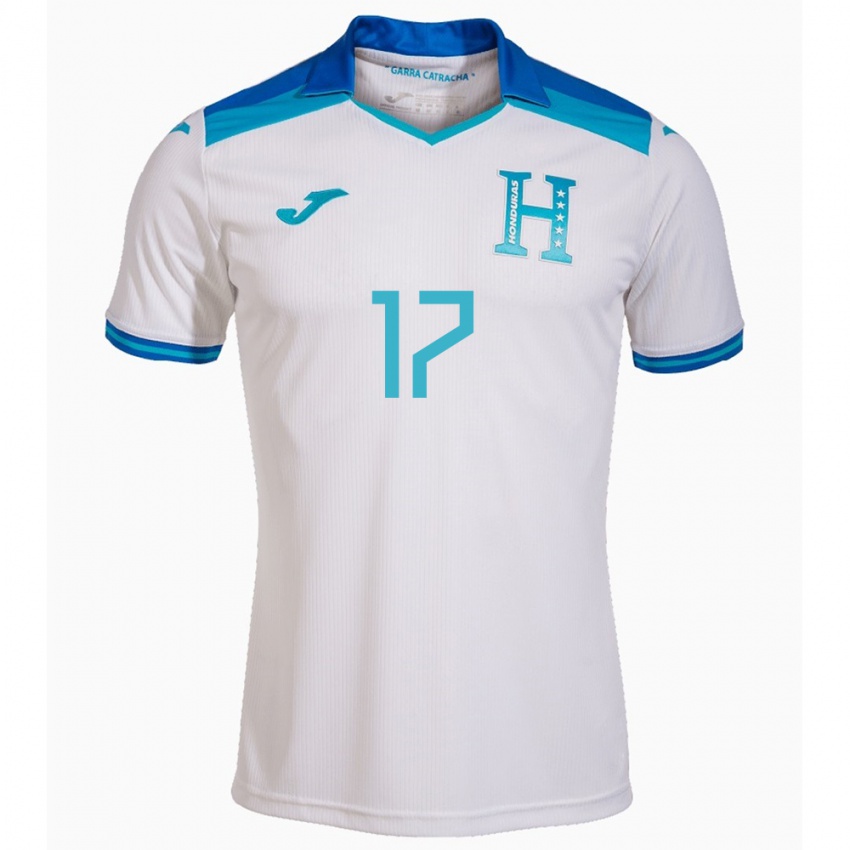 Hombre Camiseta Honduras Johana Espinal #17 Blanco 1ª Equipación 24-26 La Camisa Perú