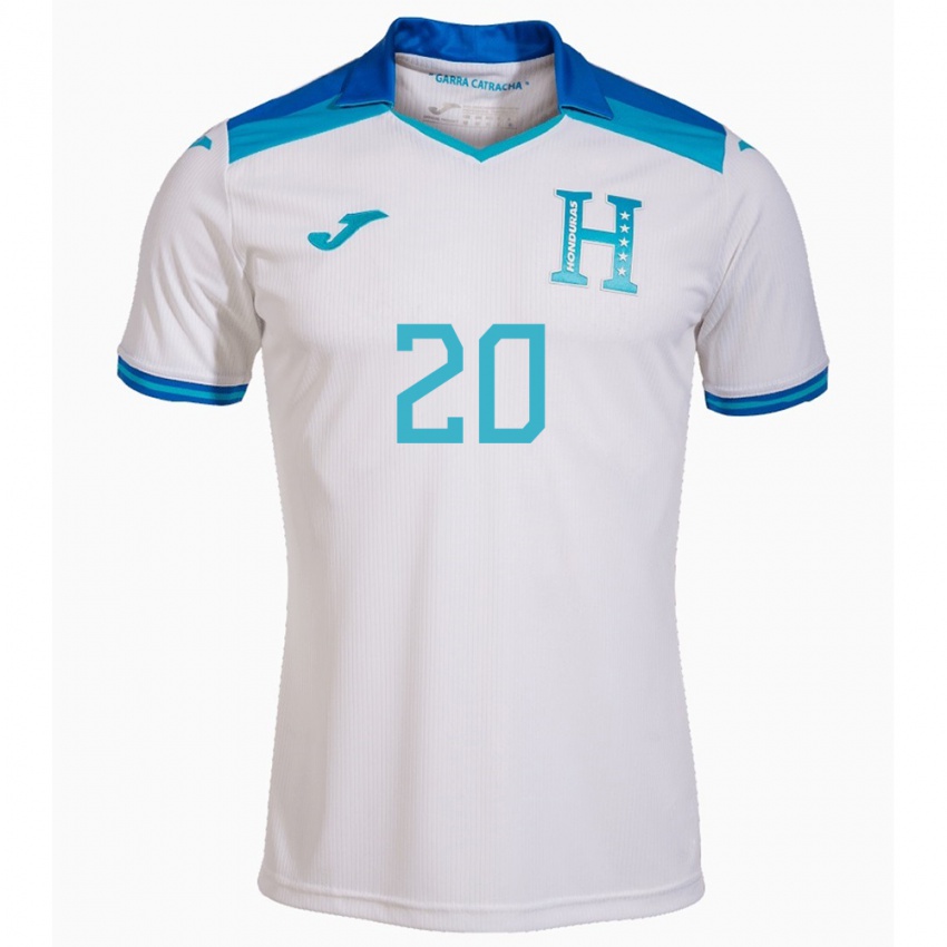 Hombre Camiseta Honduras Alessandro Maldonado #20 Blanco 1ª Equipación 24-26 La Camisa Perú