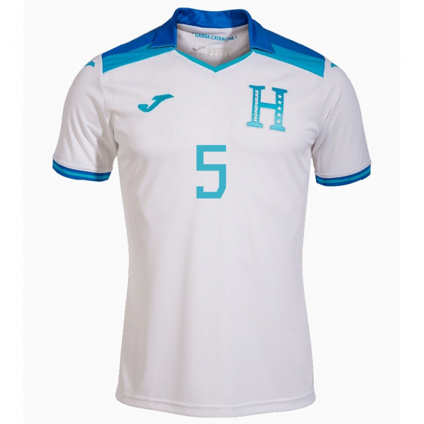 Hombre Camiseta Honduras Jonathan Bueso #5 Blanco 1ª Equipación 24-26 La Camisa Perú