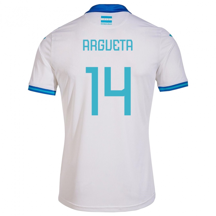 Hombre Camiseta Honduras Carlos Argueta #14 Blanco 1ª Equipación 24-26 La Camisa Perú