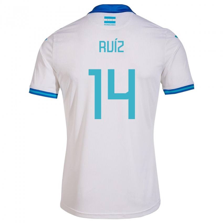 Hombre Camiseta Honduras David Ruíz #14 Blanco 1ª Equipación 24-26 La Camisa Perú