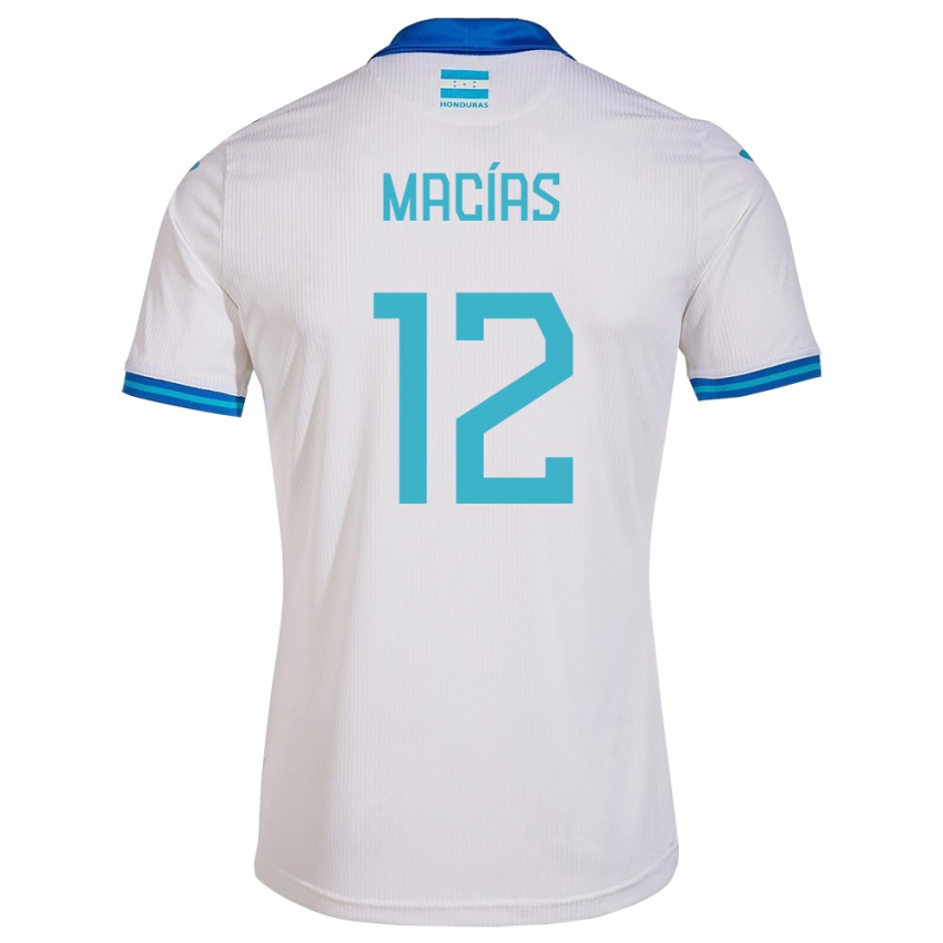 Hombre Camiseta Honduras Owen Macías #12 Blanco 1ª Equipación 24-26 La Camisa Perú