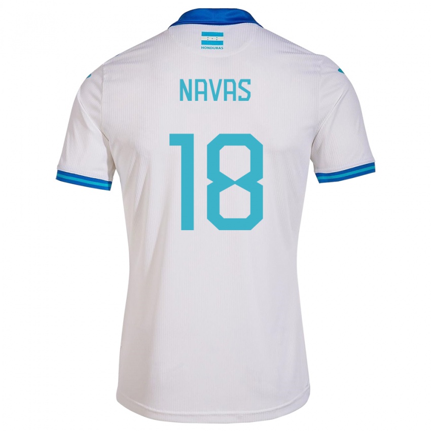 Hombre Camiseta Honduras Johan Navas #18 Blanco 1ª Equipación 24-26 La Camisa Perú