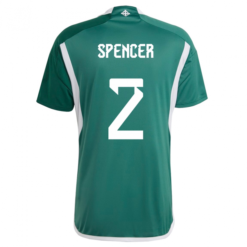 Hombre Camiseta Irlanda Del Norte Brodie Spencer #2 Verde 1ª Equipación 24-26 La Camisa Perú