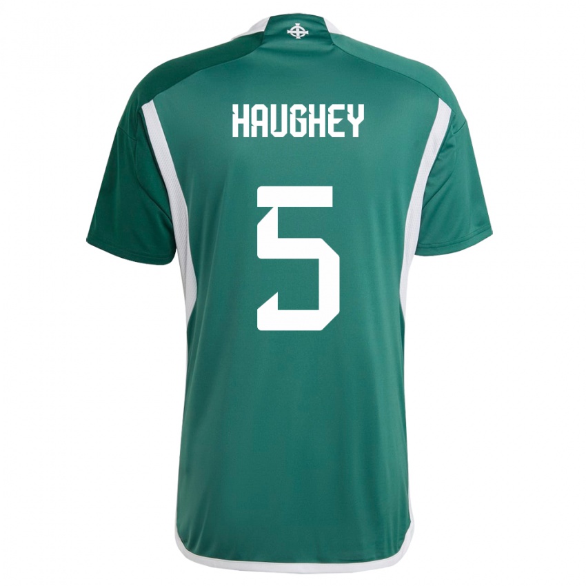 Hombre Camiseta Irlanda Del Norte Conor Haughey #5 Verde 1ª Equipación 24-26 La Camisa Perú