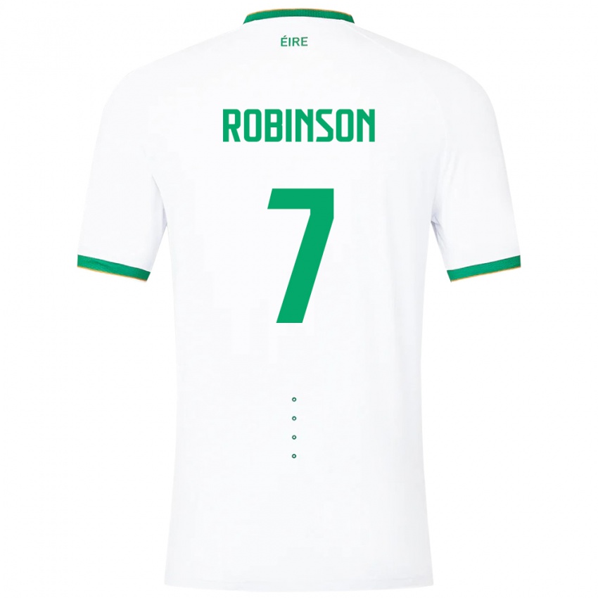 Hombre Camiseta Irlanda Callum Robinson #7 Blanco 2ª Equipación 24-26 La Camisa Perú
