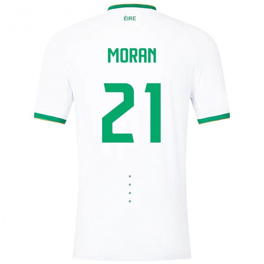 Hombre Camiseta Irlanda Andy Moran #21 Blanco 2ª Equipación 24-26 La Camisa Perú