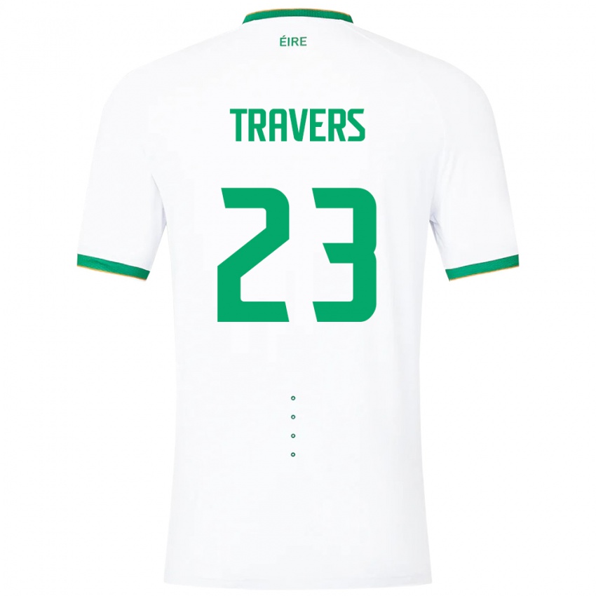 Hombre Camiseta Irlanda Mark Travers #23 Blanco 2ª Equipación 24-26 La Camisa Perú