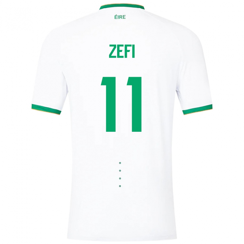 Hombre Camiseta Irlanda Kevin Zefi #11 Blanco 2ª Equipación 24-26 La Camisa Perú