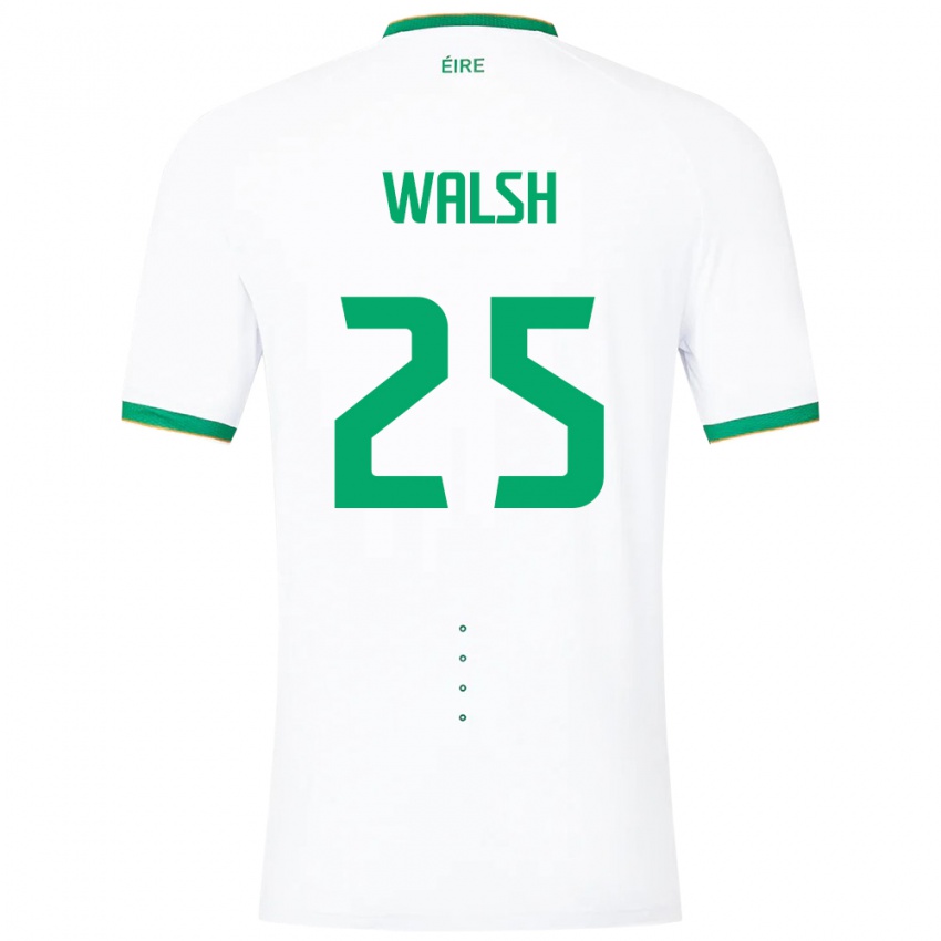 Hombre Camiseta Irlanda Megan Walsh #25 Blanco 2ª Equipación 24-26 La Camisa Perú