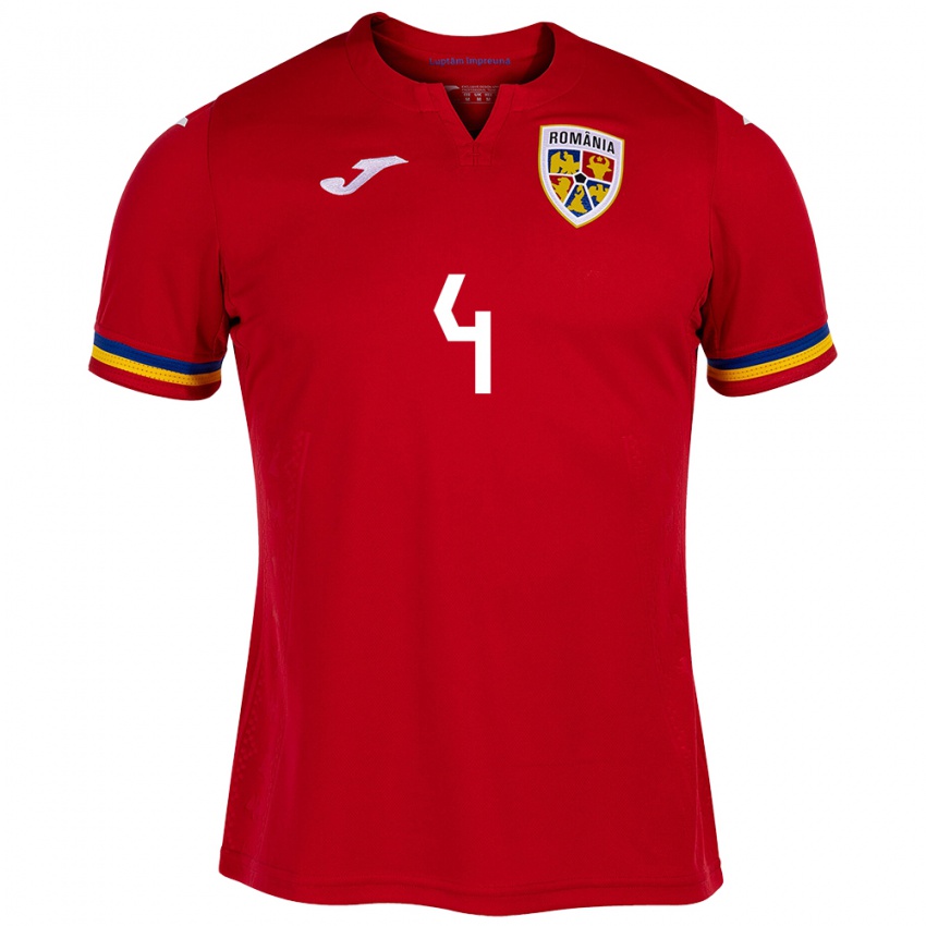 Hombre Camiseta Rumania Costin Amzăr #4 Rojo 2ª Equipación 24-26 La Camisa Perú