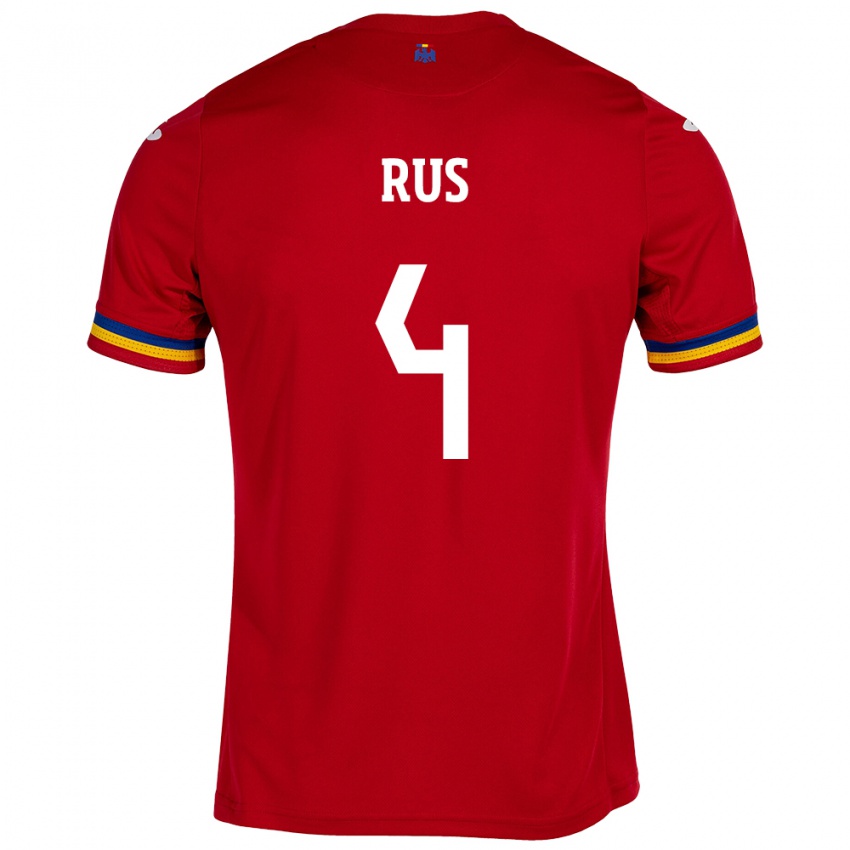 Hombre Camiseta Rumania Adrian Rus #4 Rojo 2ª Equipación 24-26 La Camisa Perú