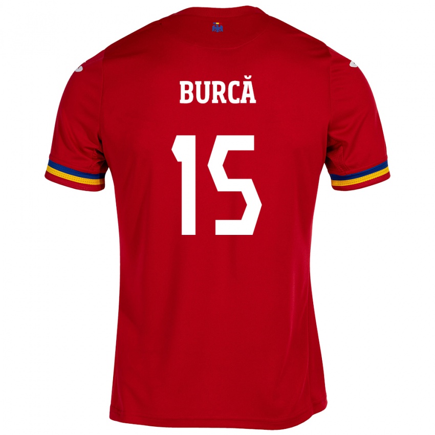 Hombre Camiseta Rumania Andrei Burcă #15 Rojo 2ª Equipación 24-26 La Camisa Perú