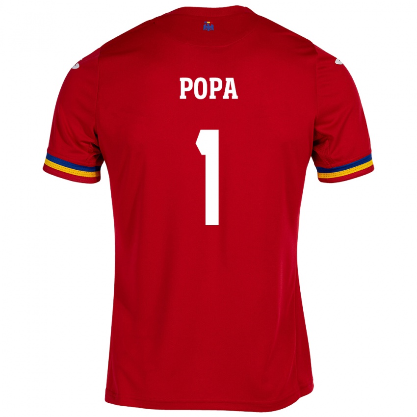 Hombre Camiseta Rumania Robert Popa #1 Rojo 2ª Equipación 24-26 La Camisa Perú