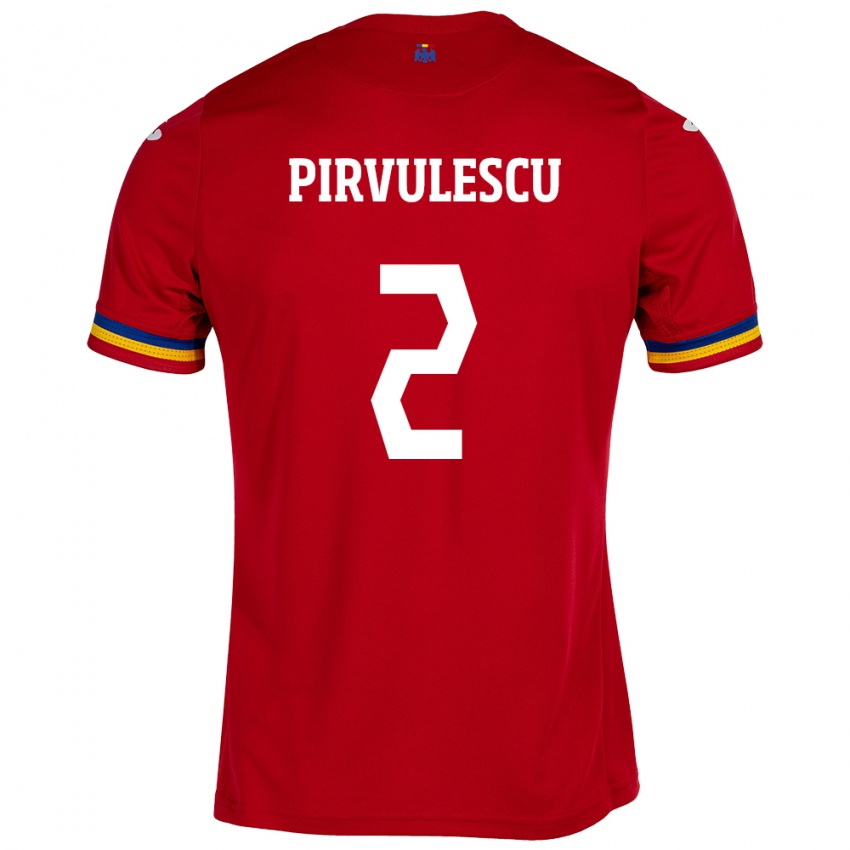 Hombre Camiseta Rumania Sergiu Pîrvulescu #2 Rojo 2ª Equipación 24-26 La Camisa Perú