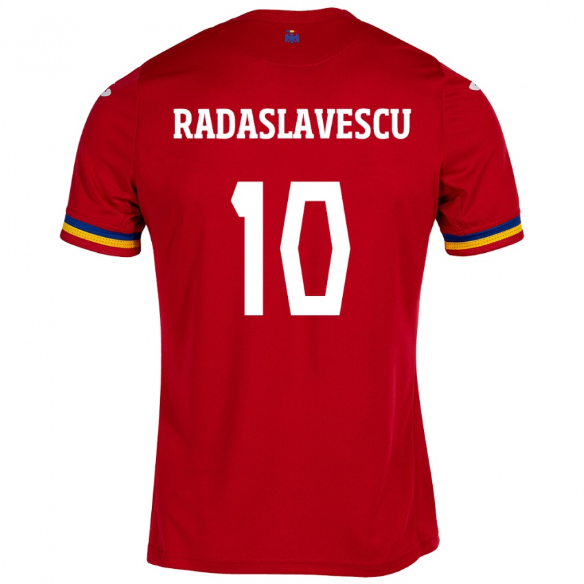 Hombre Camiseta Rumania Eduard Radaslavescu #10 Rojo 2ª Equipación 24-26 La Camisa Perú