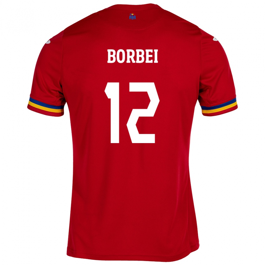 Hombre Camiseta Rumania Alexandru Borbei #12 Rojo 2ª Equipación 24-26 La Camisa Perú