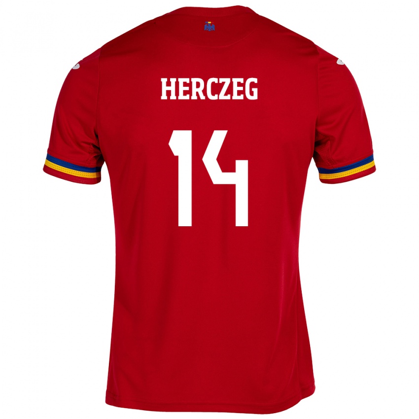 Hombre Camiseta Rumania Andrea Herczeg #14 Rojo 2ª Equipación 24-26 La Camisa Perú