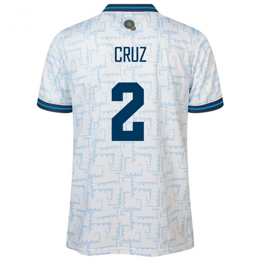 Hombre Camiseta El Salvador Melvin Cruz #2 Blanco 2ª Equipación 24-26 La Camisa Perú