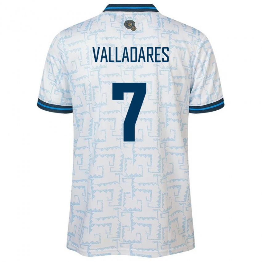 Hombre Camiseta El Salvador Jefferson Valladares #7 Blanco 2ª Equipación 24-26 La Camisa Perú