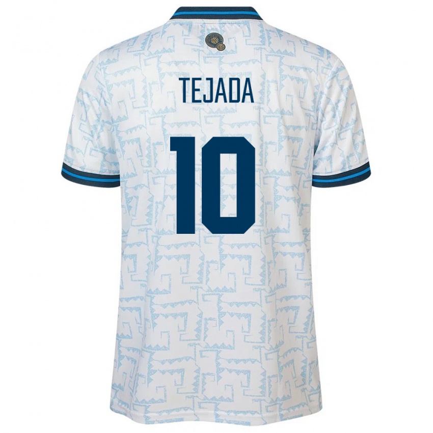 Hombre Camiseta El Salvador Rafael Tejada #10 Blanco 2ª Equipación 24-26 La Camisa Perú