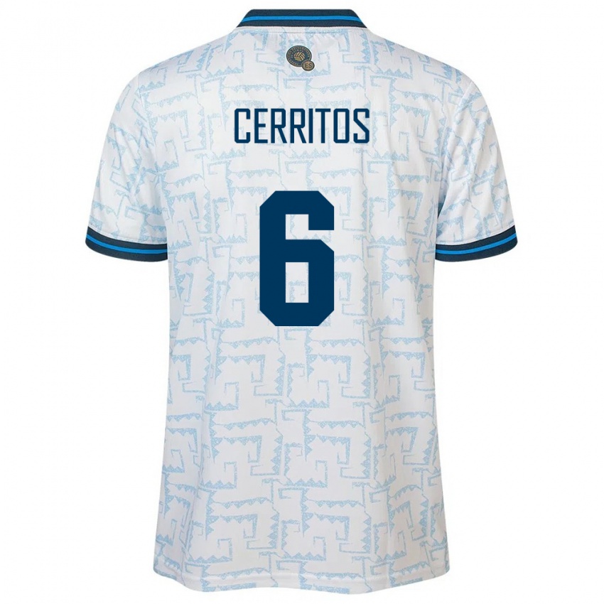 Hombre Camiseta El Salvador Mauricio Cerritos #6 Blanco 2ª Equipación 24-26 La Camisa Perú