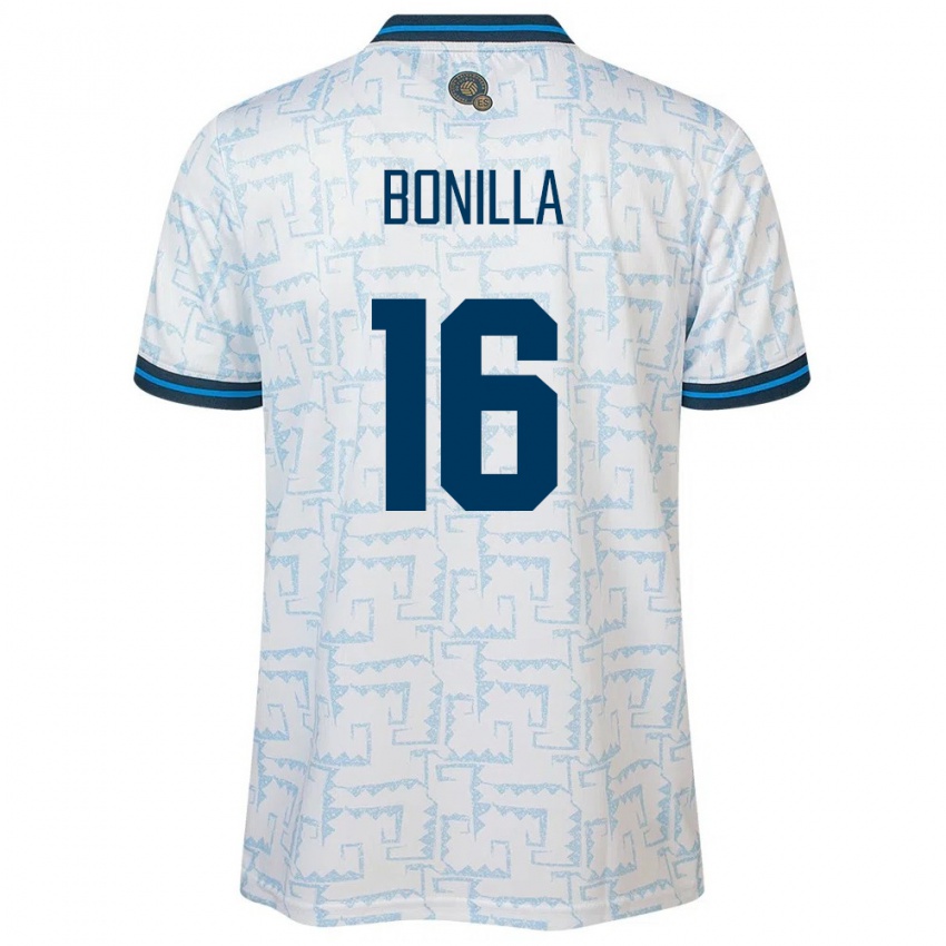 Hombre Camiseta El Salvador Elmer Bonilla #16 Blanco 2ª Equipación 24-26 La Camisa Perú