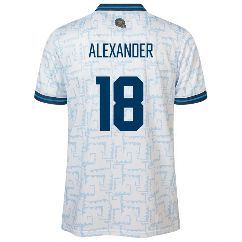 Hombre Camiseta El Salvador Alexander Aguilar #18 Blanco 2ª Equipación 24-26 La Camisa Perú