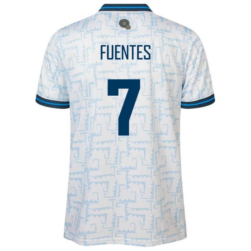 Hombre Camiseta El Salvador Danielle Fuentes #7 Blanco 2ª Equipación 24-26 La Camisa Perú