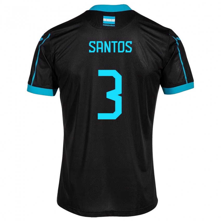 Hombre Camiseta Honduras Marcelo Santos #3 Negro 2ª Equipación 24-26 La Camisa Perú