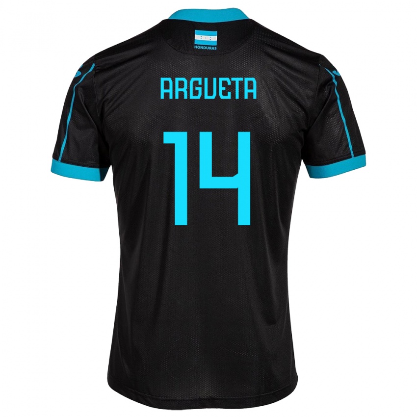 Hombre Camiseta Honduras Carlos Argueta #14 Negro 2ª Equipación 24-26 La Camisa Perú