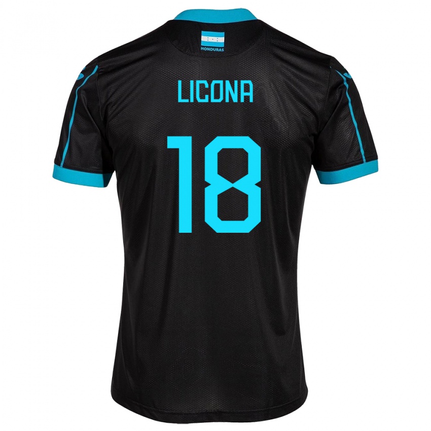 Hombre Camiseta Honduras Marlon Licona #18 Negro 2ª Equipación 24-26 La Camisa Perú