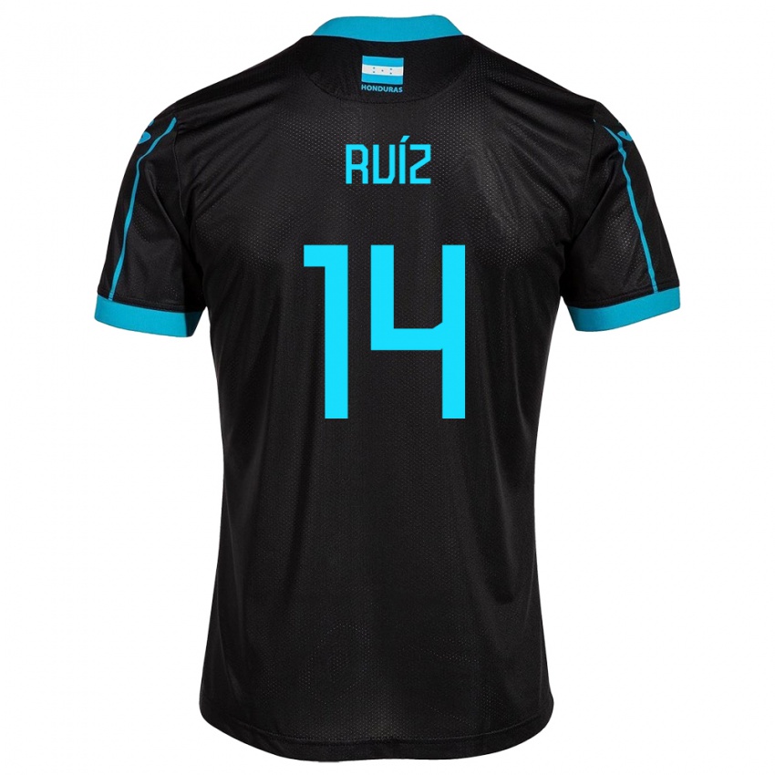 Hombre Camiseta Honduras David Ruíz #14 Negro 2ª Equipación 24-26 La Camisa Perú