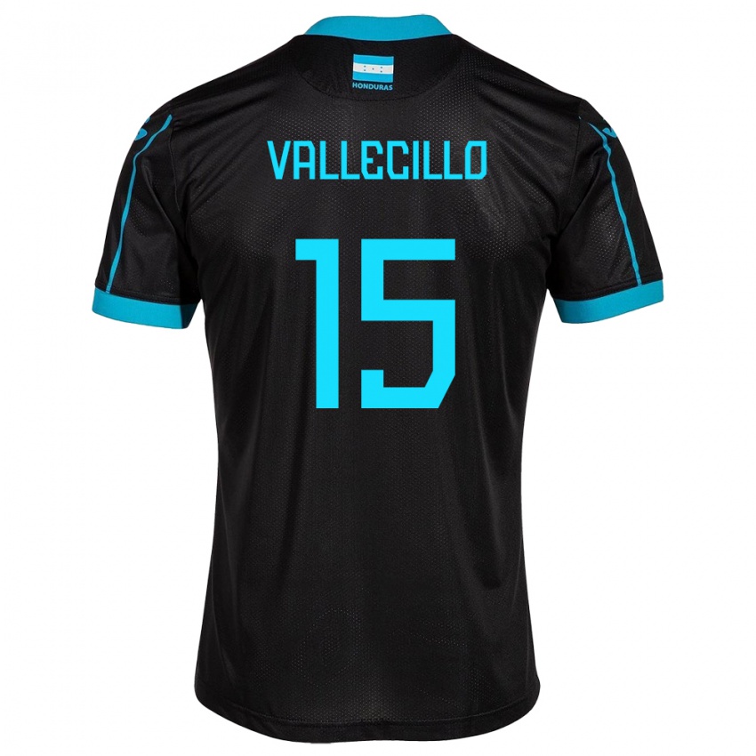 Hombre Camiseta Honduras Eric Vallecillo #15 Negro 2ª Equipación 24-26 La Camisa Perú