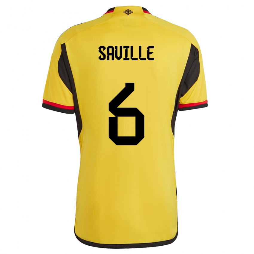 Hombre Camiseta Irlanda Del Norte George Saville #6 Blanco 2ª Equipación 24-26 La Camisa Perú