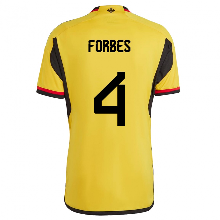 Hombre Camiseta Irlanda Del Norte Michael Forbes #4 Blanco 2ª Equipación 24-26 La Camisa Perú