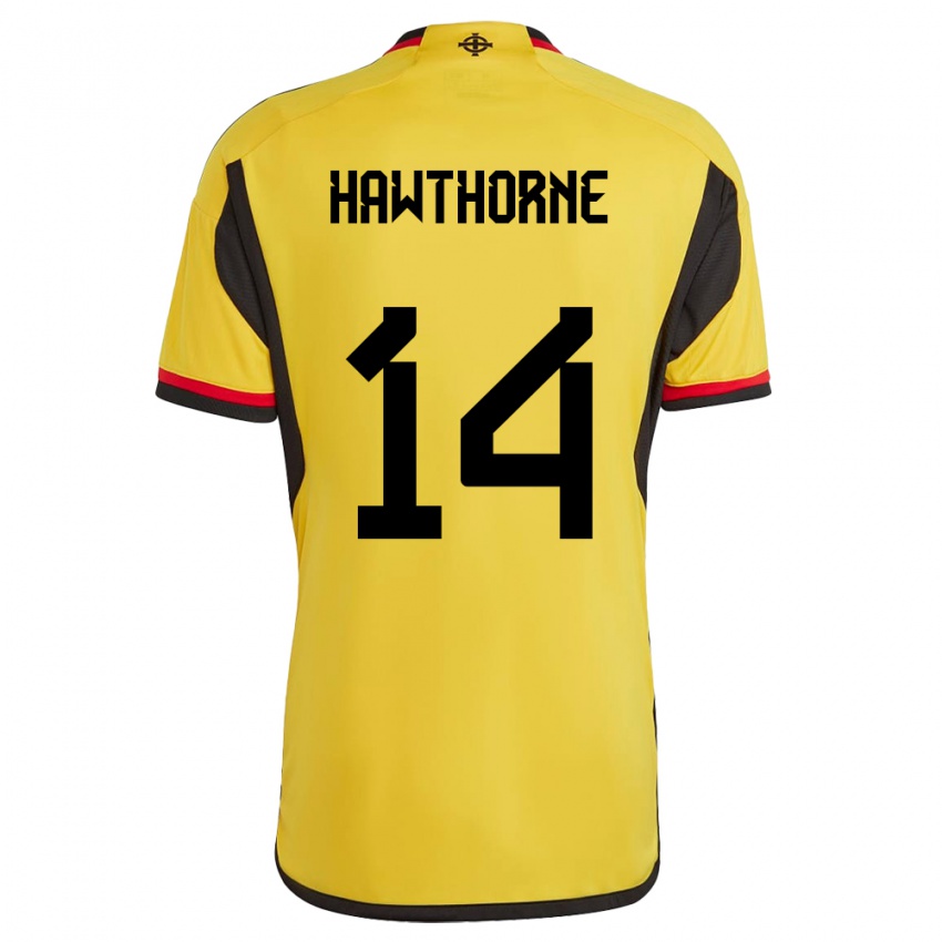 Hombre Camiseta Irlanda Del Norte Keevan Hawthorne #14 Blanco 2ª Equipación 24-26 La Camisa Perú