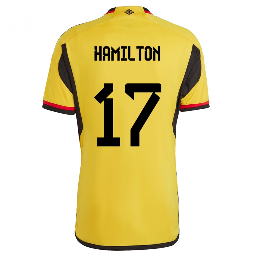 Hombre Camiseta Irlanda Del Norte Caragh Hamilton #17 Blanco 2ª Equipación 24-26 La Camisa Perú