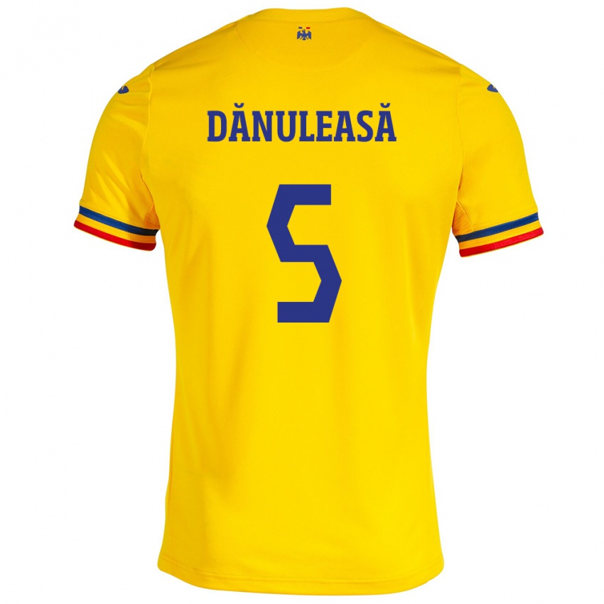 Mujer Camiseta Rumania Gabriel Dănuleasă #5 Amarillo 1ª Equipación 24-26 La Camisa Perú